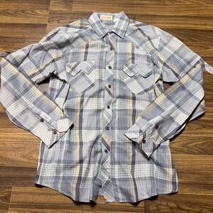 Mad Man Men's Plaid Long Sleeve Western Pearl Snap Shirt